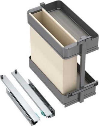 Emuca Emuca Carro Extra&iacute;ble Con Cestas Y Panero Harmony Con Cierre Suave, M&oacute;dulo Ancho 300mm Alto 700mm, Acero Y Madera, Gris Antracita