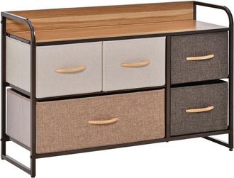 HOMCOM Homcom - C&oacute;moda De Tela Con 5 Cajones Extra&iacute;bles Y Plegables Base Elevada Cajonera De Armario Para Dormitorio Sal&oacute;n Pasillo Antivuelco 87,5x29x58 Cm