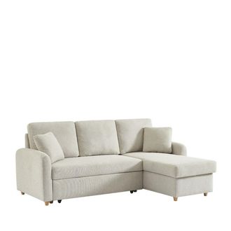 DRAWER Sof&aacute; rinconero de 3 plazas en tela con arc&oacute;n - beige jaspeado