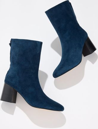 Talbots Aster Flare Block Heel Booties - Blue - 10 1/2 M Talbots