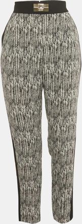 Elisabetta Franchi Black/white Printed Crepe Formal Trousers