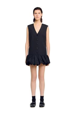 Sandro Short tailored dress with ruffle in Black at Nordstrom, Size 36 Eu