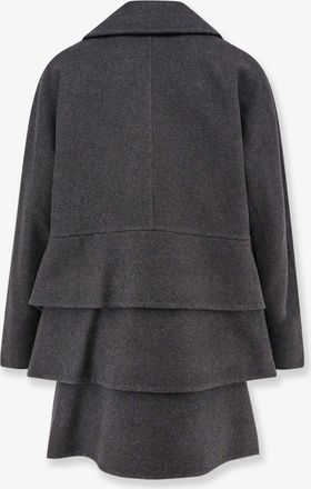 Max Mara Womens Coat Asturie Oversized Grey Wool-Cashmere Virgin Wool