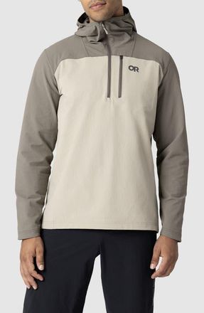Outdoor Research Freewheel Mountain Bike Half Zip Hoodie in Pro Khaki/Gravel at Nordstrom, Size Xx-Large