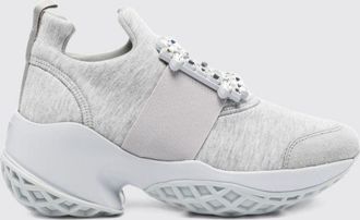 Roger Vivier Viv Run Slip-On Cotton Sneakers with Crystal Buckle and Chunky Sole
