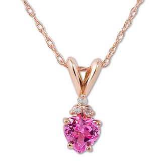 Pompeii3 1/2ct Diamond & Pink Sapphire Heart Pendant in 14K Yellow, White, or Rose Gold