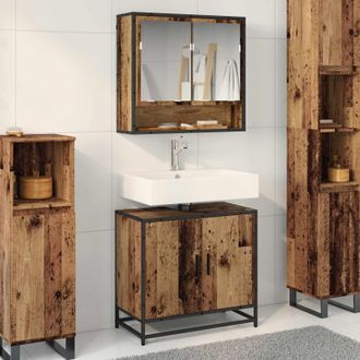 vidaXL Vidaxl Set Di Mobili Per Il Bagno 2 Pz Legno Vecchio 65 X 33 X 60 Cm