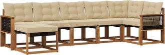 vidaXL Conjunto De Sof&aacute;s De Exterior 7 Uds. Natural Y Beige Vidaxl