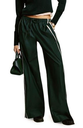 Reformation Julian Stripe Wide Leg Pants in Forest at Nordstrom, Size Large