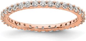 Diamond2Deal 14k Rose Gold Polished Shared Prong 1/2 Ct Diamond Eternity Band Ring