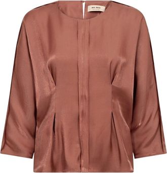 Mos Mosh MMMiriel Blusa de Terciopelo y Encaje - Blouses & Shirts - Mujer - Marr&oacute;n - XL