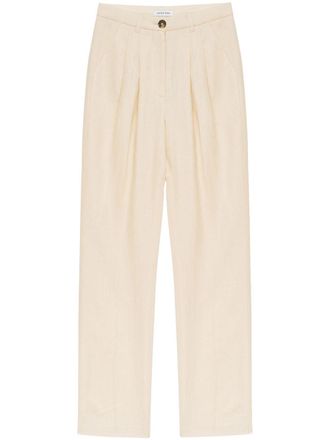 Anine Bing Jay linen straight-leg trousers - Yellow