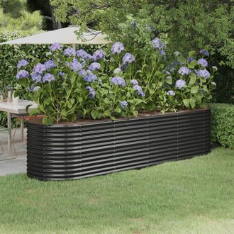 Berkfield Home Garden Raised Bed Powder-coated Steel 296x80x68 cm Anthracite in Black | Size: 296 x 80 x 68 cm