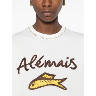 Alemais Embroidered Fish Organic Cotton T-Shirt - White