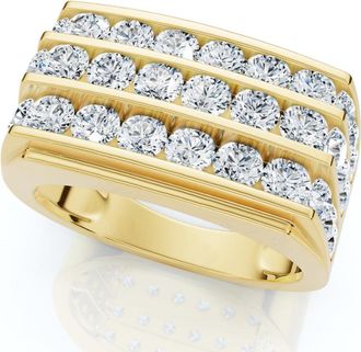 Pompeii3 3Ct Mens Diamond Multi-Row Ring 10k Yellow Gold