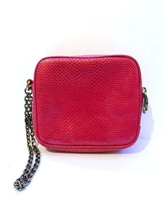 Loewe pink water snake clutch purse with chain