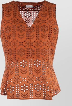 Paul Smith sleeveless v neck top embroidered peplum