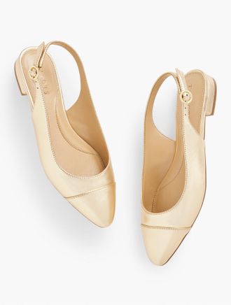 Talbots Edison Metallic Leather Slingback Flats - Gold - 8 1/2 M Talbots