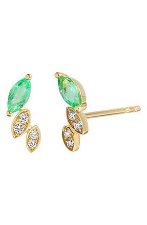 Bony Levy El Mar Diamond & Emerald Stud Earrings in 18K Yellow Gold at Nordstrom Rack
