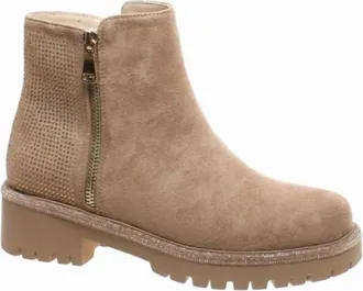 Pierre Dumas Womens Sparkle Step Rhinestone Ankle Boots In Taupe