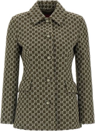 Gucci Gg Bouclé Blazer Blazers Verde-Donna