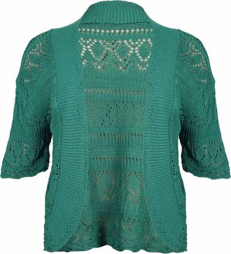 Purple Hanger Curvy Womens New Crochet Front Open Ladies Short Sleeve Knitted Bolero Cropped Cardigan Shrug Top Plus Size Jade Green Size 24-26 XL