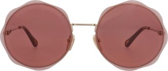 Chlo&eacute; Round-Frame Metal Sunglasses