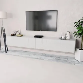 vidaXL Vidaxl - Mobili tv 2 pz in Legno Multistrato 120x40x34 cm Bianco Lucido