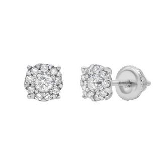 LuvMyJewelry Regal 14K White Gold Diamond Cluster Earrings - 0.27ct. at Nordstrom