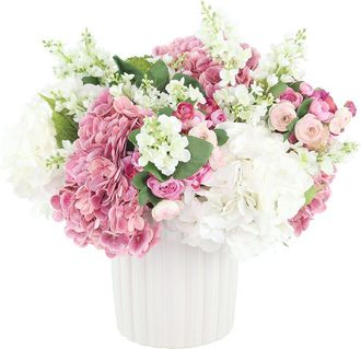 Creative Displays Inc. Handmade Faux Centerpiece With Hydrangea, Lilacs & Ranunculus