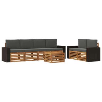 vidaXL Conjunto De Sof&aacute;s De Exterior 7 Pcs Natural Y Antracita Vidaxl