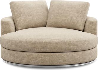 Castlery Hamilton Swivel Armchair 51.2 Customized, (Washed Chenille) Sand, Machine Washable, 360-&deg; Swivel for Men