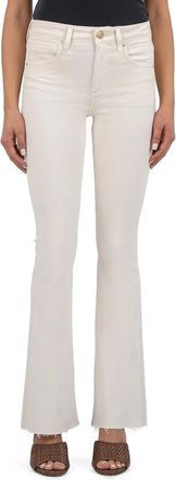 Kut from the Kloth KUT from the Kloth Stella Jeans Womens White Denim Flared Leg Raw Hem GBO1396