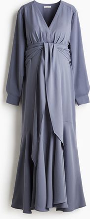 H&M MAMA Crêpe-Kleid mit Bindebändern - Blue