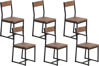 Beliani Beliani - Modern Contemporary Industrial Style 6 Chairs Kitchen Set Dark Wood Laredo