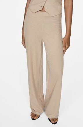 Mango Flowy Wide Leg Pants in Beige at Nordstrom Rack, Size Small