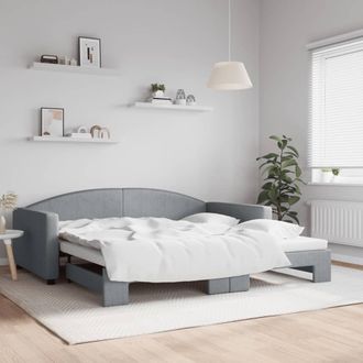 vidaXL Sof&aacute; Cama Nido Tela Gris Claro 100x200 Cm Vidaxl