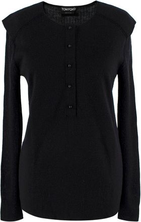 Tom Ford Black Button Front Cashmere Knitted Top Size S
