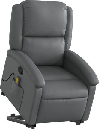 vidaXL Sillón reclinable de masaje de pie cuero artificial gris Vidaxl