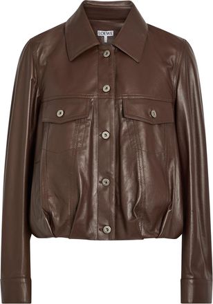 Loewe Patch Pocket Leather Jacket - Dark Brown - 38 (UK10 / S)
