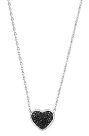 Effy Sterling Silver Pav&eacute; Black Spinel Heart Pendant Necklace at Nordstrom Rack, Size 18