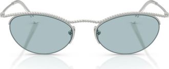 A|X Armani Exchange 50mm Semi Rimless Butterfly Sunglasses in Silver /Blue at Nordstrom