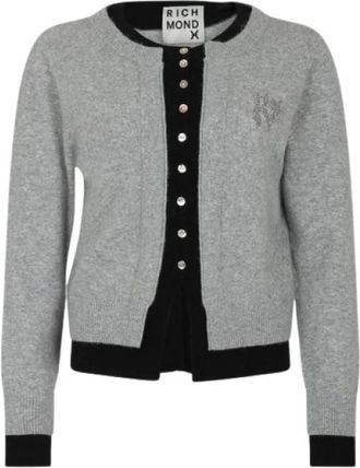 John Richmond Cardigan Lassen - Dames - Vesten - Grijs - L - Leer - Truien & Vesten