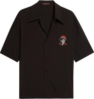 LU&rsquo;U DAN Blacklisted Uniform Camp Shirt at Nordstrom, Size X-Large