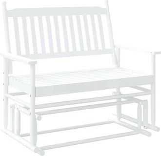 vidaXL Glider Bench White 118x70x104.5 cm Solid Wood Poplar Vidaxl