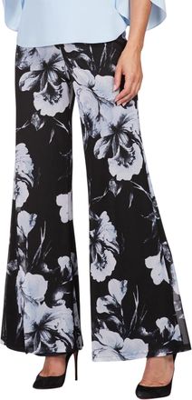 Frank Lyman Design Wide Leg Palazzo Pant In Black/creme Grey/blue