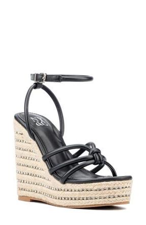 New York & Company Electra Platform Wedge Espadrille Sandal in Black at Nordstrom Rack, Size 8.5