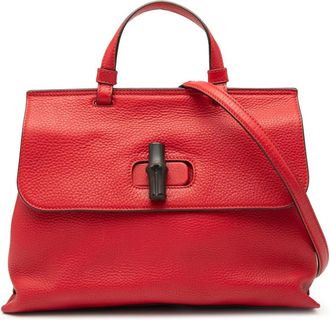 Gucci Pre-owned Handbags, female, Red, Size: ONE SIZE Pre-owned Top Handle Leather Bag