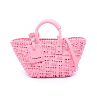 Balenciaga Pink Leather Basket Handbag Tote Bag (Pre-Owned)