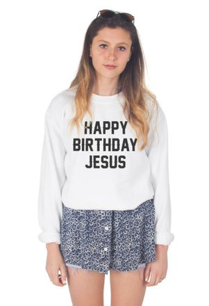 Sanfran Clothing Sanfran - Happy Birthday Jesus Christmas Sweater - Extra Large/White